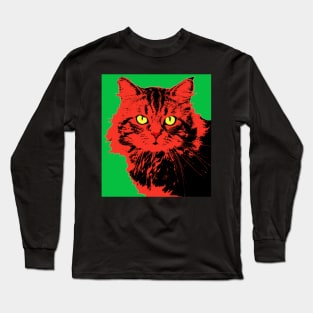 CAT POP ART - RED Long Sleeve T-Shirt